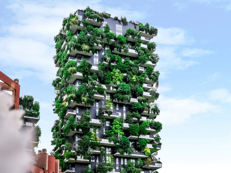 Adaptación: Edificio con jardines verticales. 